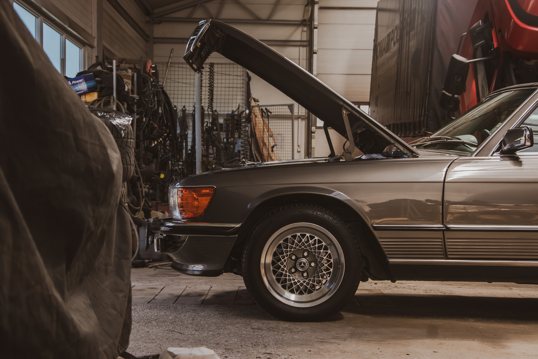 Grey Car Parked in the Garage